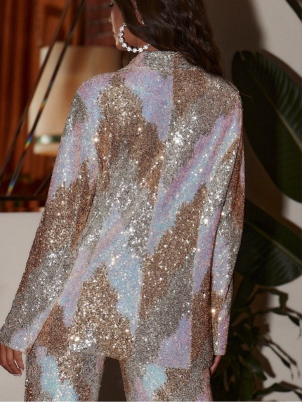 12th Tribe Genevieve Ivory Multi Sequin Blazer Jacket - Picture 5 of 6